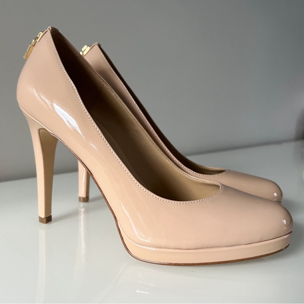 Elegant Nude Patent Leather Pumps